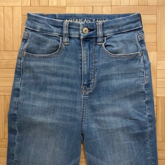 American Eagle Curvy Highest Rise Blue Denim Skinny Jeans Jegging - Picture 4 of 7